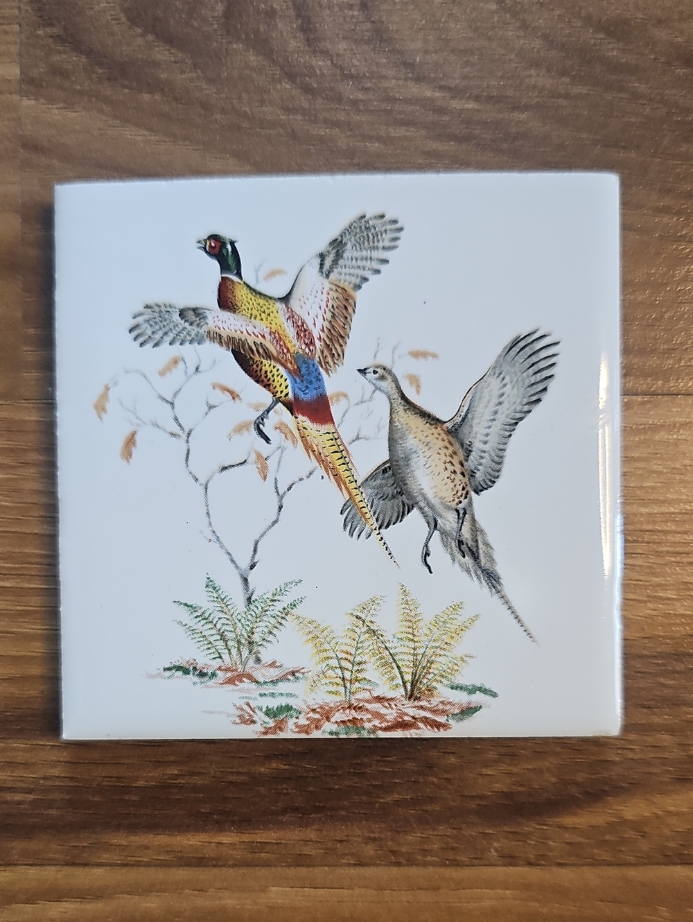 Vintage Decorative Pheasant Ceramic Tile, Trivet / Wall Plaque